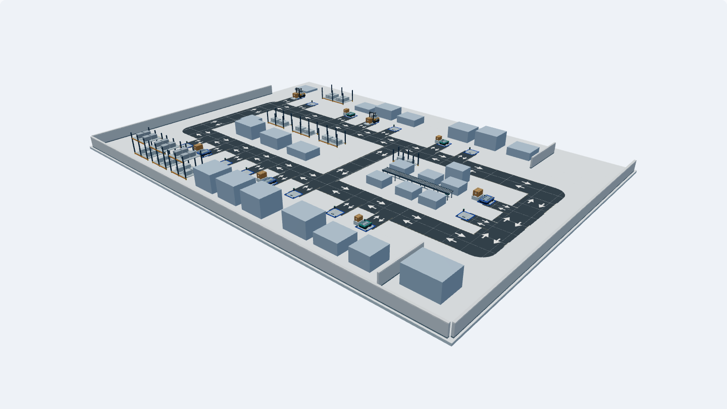 3D view rendered by the example factory project